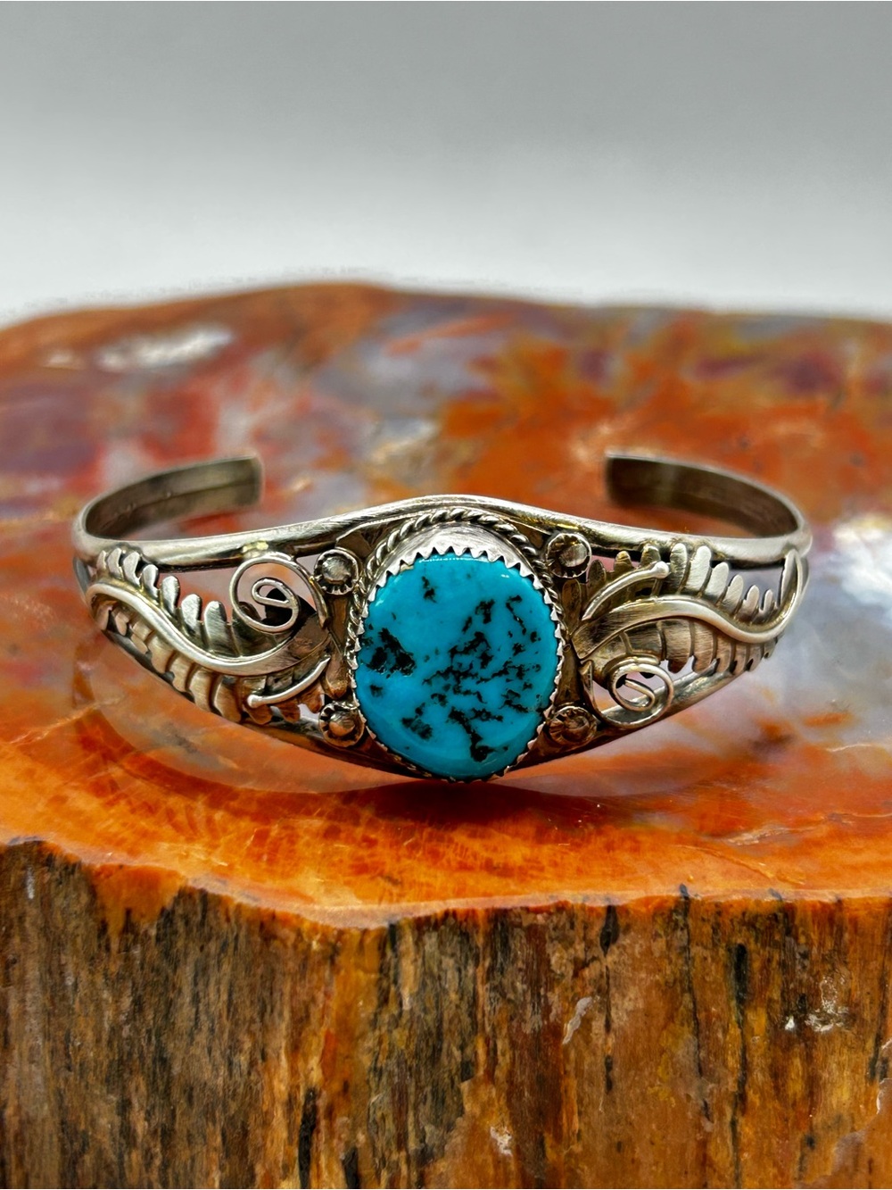 Southwest Sterling Silver Turquoise Bangle Bracelet